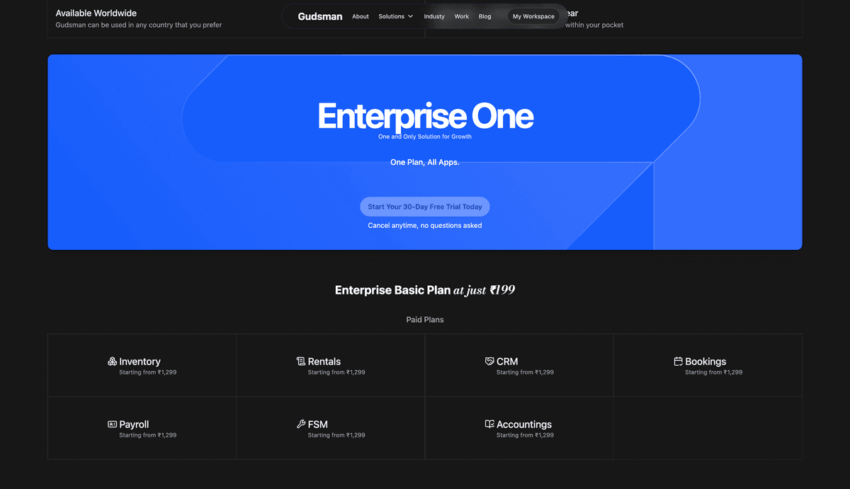 Landing page of the mark media