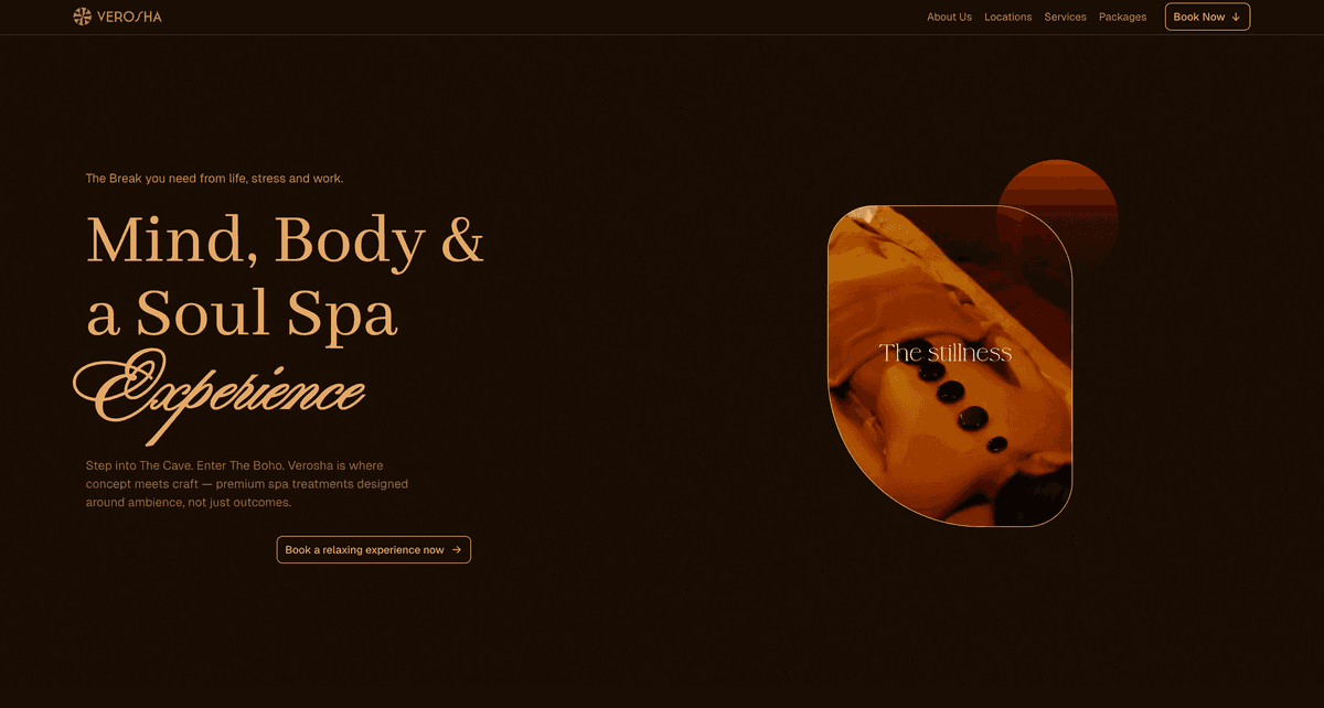 Hero section of Verosha's landing page